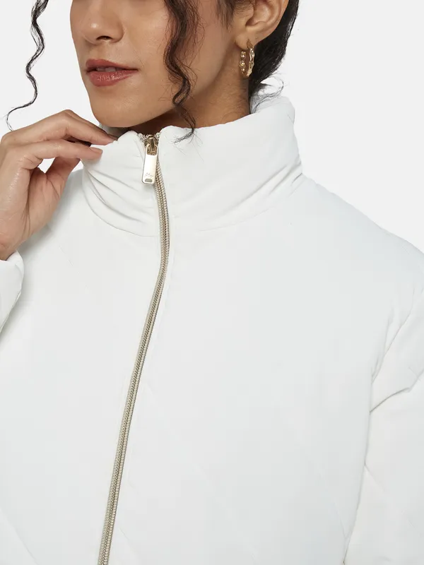 METTLE Women White Knitted Jacket